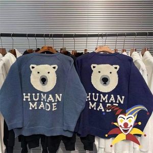 人間のメイドのセーターの男性女性11高品質の漫画ホッキョクグマパターンニットスウェットシャツCREWNECK