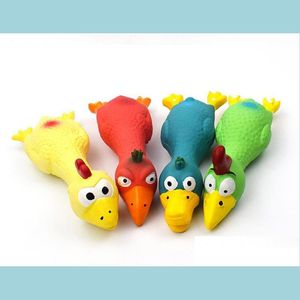 Brinquedos para mastigar Látex natural Cão de estimação gritando Frango Pato Brinquedo Squeaker Engraçado Som Borracha Treinamento Jogando Cachorro Mastigando Dente Cle Dhixc