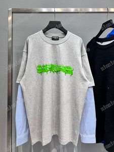 xinxinbuy män designer tees skjortor paris graffiti brev tryck panelerade långärmad bomullskvinnor grå xs-l