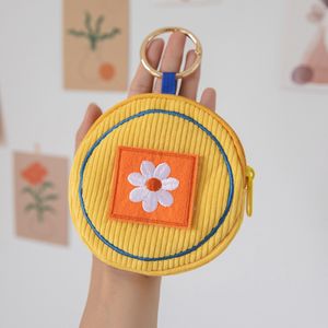 Korea Cute kid girl small coin purse flower embroideried cotton cloth purse wallet bag Japanese ring hanging bags