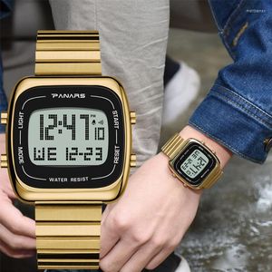 ساعة Wristwatches Panars يشاهد الرجال مقاومًا للماء غير القابل للصدأ حزام رقمي مراقبة رياضية رجال على مدار الساعة الإلكترونية Relogio Maschulino