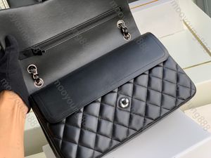 Shoulder Bags 10A Top Tier Quality Jumbo Double Flap Bag Luxury Designer 30CM Real Leather Caviar Lambskin Classic All Black Purse Quilted Handbag