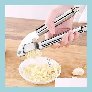 Narzędzia do warzyw owocowych duże stali nierdzewne prasa czosnkowa kruszarka kruszarki Mincer Chopper Slicker Squeezer dla imbiru Kitchen Accessorie Dhnrw