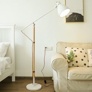 Floor Lamps Nordic Iron Wood For Living Room Modern Led Light Vertical Standing Lights Bedroom Office Stand Fixtures