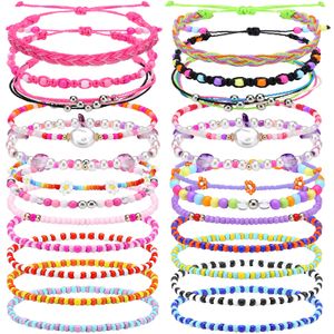 Fios de miçangas l Bracelete de amizade colorf Apreciação de estilo de estilo de estilo artesanal Flor trançada bohemian y2k fofo ajustável ind mjfashion amggz