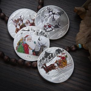Colorful Crafts Christmas Santa Claus Commemorative Coin Souvenir Collectible Art Home Decoration