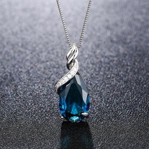 Colliers pendentiels bijoux de mode en forme de saphir saphir bleu cristal naturel topaze femelle