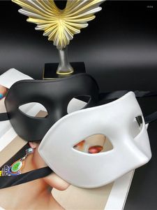 Homens Brancos Da Meia Máscara venda por atacado-Máscaras de festa Halloween máscara de masculino negro Máscara meio rosto de personalidade branca adulta