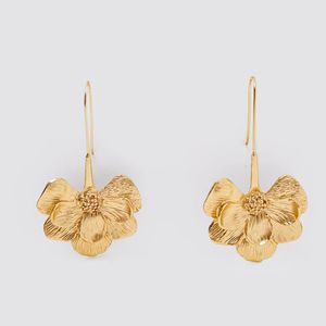 Dange S Za vrouwelijke mode Gold Metal Flower Dange oorbellen voor vrouwen Simple Design Long Statement Drop Earring Party sieraden