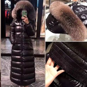 2024 New Winter Warm White Duck Down Jackets Coat Fox Fur Two Colors Hooded Zipper Thick High-end Long Overcoat Mo