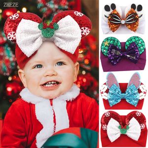 Hoofdbanden 10PCSlot Chique Mouse Ears Baby Hoofdband Glitter Waffle Bows Headwrap Diy Festival Accessories Kids Halloween Tulband Groothandel 220914