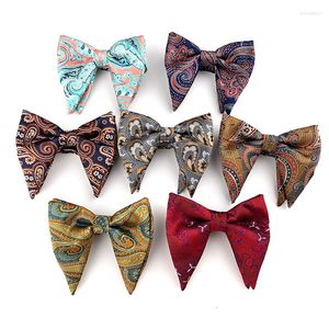 Bow Ties Classic Paisley Floral Big For Men Red Pocket Squares And Horns Bowtie Gold Blue Bowties Sets Wedding Accessories A094