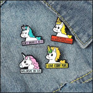 Pins Broches Cavalo Dos Desenhos Animados Animal Esmalte Broches Pin para Mulheres Moda Vestido Casaco Camisa Metal Engraçado Emblemas Drop entrega 2021 Jóia Dhva3