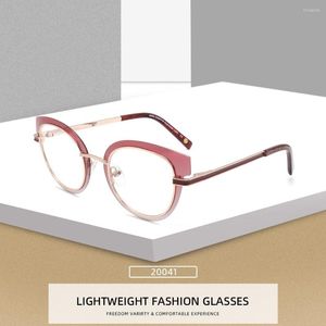 Sonnenbrillen Frames nicht oder Designer optische Katzen -Augenbrillen kreisförmige Brille Acetat Frauen Kreis Regal Metallmarke Mode Spektakel