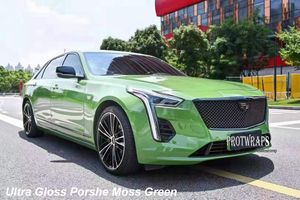 Premium Ultra Gloss Moss Green Vinyl Wrap Sticker цельная блестящая оберточная пленка автомобиля с выпуском воздуха Начальная низкоклетная клей сами -клей.