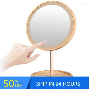 Kompakta speglar USB -laddning DEATCHABLE TROE LED Makeup Mirror Touch Screen Desktop Make Up Cosmetic Drop 30#