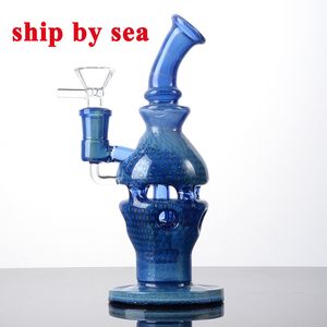 Deniz tarafından gemi faberge fab yumurta bongs nargile mavi kafa cam su boruları duş başlık percolator dab teçhizatları 14mm eklem kase tütün araçları