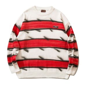 Mężczyzn Swatery Japońsek Gradient Los Sweter Street Fashion Casual Pullover Striped Para Knitwear Autumn i Winter Ropa 220913