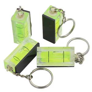 10Pcs/Lot HACCURY Magnetic Key Chain Small bubble level spirit Acrylic Square Level Measuring Instrument Size 15x15x36mm