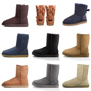 UGG Classic Mini II Boot Bailey Bow Chestnut boots designer womens platform ug sheepskin outside australia girl boots uggskid mini femmes bottes ankle wool shoes fluffy 【code ：L】