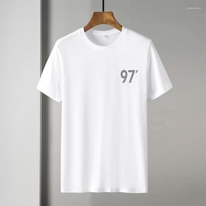 Herrklänningskjortor Herrens korta ärm t-shirt halva sommar bomull koreansk tryck modemärke lös topp topp