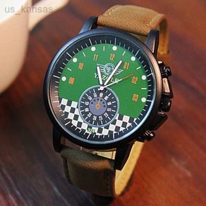 Wristwatches Yazole Watch Men Sports Waches Brown Leather Band Analog Quartz Wristwatches Green Man Watch Relogio Masculino Reloj Hombre 2022 L220914