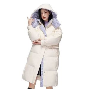 Damen-Daunenparkas, Winter-Daunenjacke für Damen, mittellang, über dem Knie, modisch, lässig, koreanische Version, lockerer westlicher Stil, Winter-Nord-220914