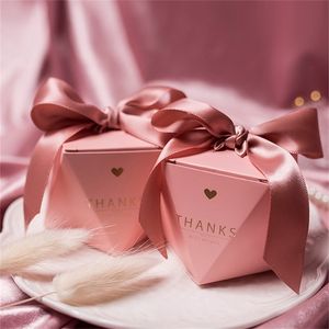 Gift Wrap Creative Pink Candy Boxes Wedding Favors and Gifts Box Party Supplies Baby Shower Paper Chocolate Boxes Package"thank you" 220913