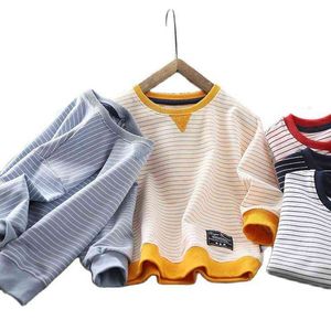 VIDMID Jungen Sweatshirt Baumwolle Frühling und Herbst tragen neue gestreifte Kinderpullover im ausländischen Stil Tops Jungenkleidung P767 0913