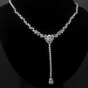 Helt ny design zirkon brud smycken halsband och ￶rh￤ngen lyxig br￶llopsset