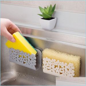 Under Sink Organizers Kitchen Storage Rack Sink Flower Shape Sponge Holder Suction Cup Mop Soap Holders Plastic Shees Organizer Bathr Dhjok