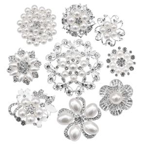 Pins Brooches L Lot Siertone Atrinestone Big Pearl Crystal Wedding Bouquet Set набор оптовых модных женщин Fashion Flow