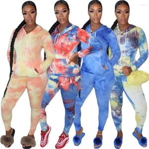 Women's Tracksuits CQ053 European And American Sexy Women's Clothing Tie-dye Printing Plus Size Fashion Loose Two-piece Suit