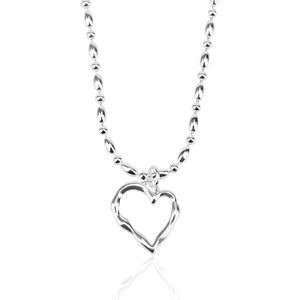 Collana con ciondolo a forma di cuore di pesca semplice in argento sterling S925 vintage per gioielli di moda a catena classica da donna Regalo di San Valentino