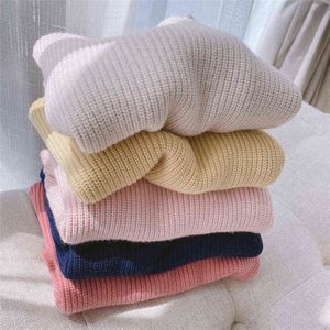 Solid Color Baby Girls Soft Wool Knitted Sweater for Children's Tops Clothes 2022 Spring Autumn Kids Cashmere Pullover Sweaters 0913