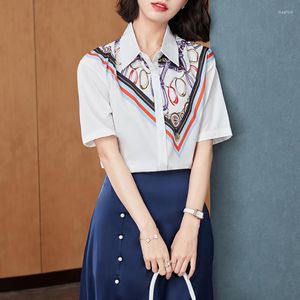 Women's Blouses Fashion Woman Blouse 2022 Diamond Retro Shirt Short Sleeve Women Shirts Office Work Wear Casual Womens Tops And