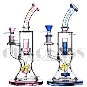 10,5 Zoll neue Bong-Heady-Rohre Shisha Dab Rig grün rosa lila Bohrinsel Doppelbongs Glas Wasserpfeife einzigartig mit Quarz-Banger-Schüssel