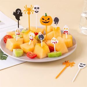 Inne imprezy imprezowe zapasy Halloween Fruit Fork Set Cartoon Fruit Cake Wkładka dla dzieci wakacyjna impreza lunch Akcesoria Dekoracja babeczki 220914