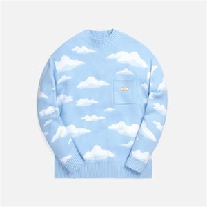 Sigtificante da uomo Kith 21fw di alta qualità 11 Jacquard Blue Sky and White Clouds Pattern Knit Kith Women Felpa vestiti 220914