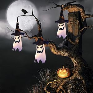 Andra evenemangsfestleveranser Halloween Ghost Lights Decorations Outdoor Wizard Hat Hanging Decor for Garden Party Tree Yard Indoor and Outdoor 220914