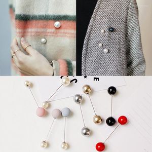 Brosches Imitation Pearl Double Side Brooch Pin Cardigan Shirt Shawl Professional Coat Badge Ladies Jewel QB-62