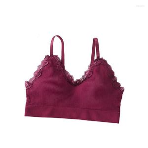 BUSTIERS CORSETS LACE LAP BRA女性のシームレスノンスチールリングベストショルダーストラップアンダーウェアバンドートップ