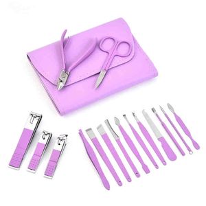 stainless steel pedicure set Nails Manicure Tools Leather Folding Bag Easy To Organize And Carry Clippers Nail Tools
