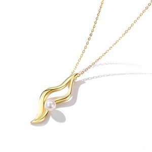 Enkel pendell S925 Sterling Silver Gold Plated Light Luxury Women's Necklace Inlaid med s￶tvatten Pearl Fashion Jewelry