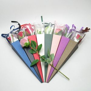 Single Flower Package Box Handgjorda tvålblommor Presentlådor Singlar Carnation Rose Cases Valentine Mors dag Flower Case BH7566 TYJ