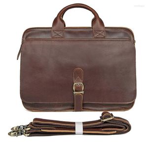 Pasta de pasta Luufan Genuine Leather Men Breída Double Camada com zíper Saco de negócios ombro de pele de cor para viagens vintage