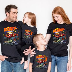 Family Matching Outfits Personalized Shirt T Gift Birthday Custom Name Blazing Cartoon Girls Children Kids Clothes Daddy Mommy 220915