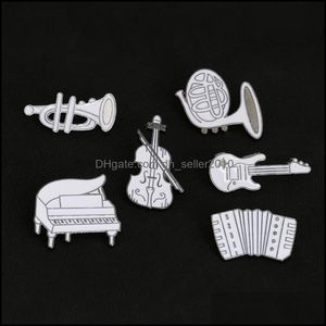 Pins Brooches Hard Enamel Brooches Pin Musical Instruments White Violin Artistic Temperament Brooch Badge Trendy Jewelry 1 95Dr E3 D Dhf8G