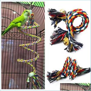 Other Bird Supplies Parrot Rope Hanging Braided Budgie Chew Perch Bird Cage Cockatiel Toy Pet Stand Training Accessories Conure Swing Dhp0E