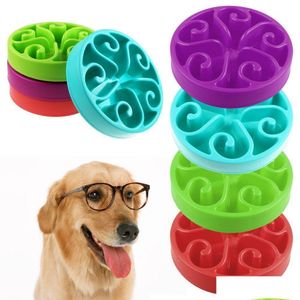 Dog Bowls Feeders Wholesale Pet Dog Puppy Slow Eating Bowl Anti Choking Food Water Dish Feeding Feeder Drop Delivery 2021 Home Garde Dhxzf